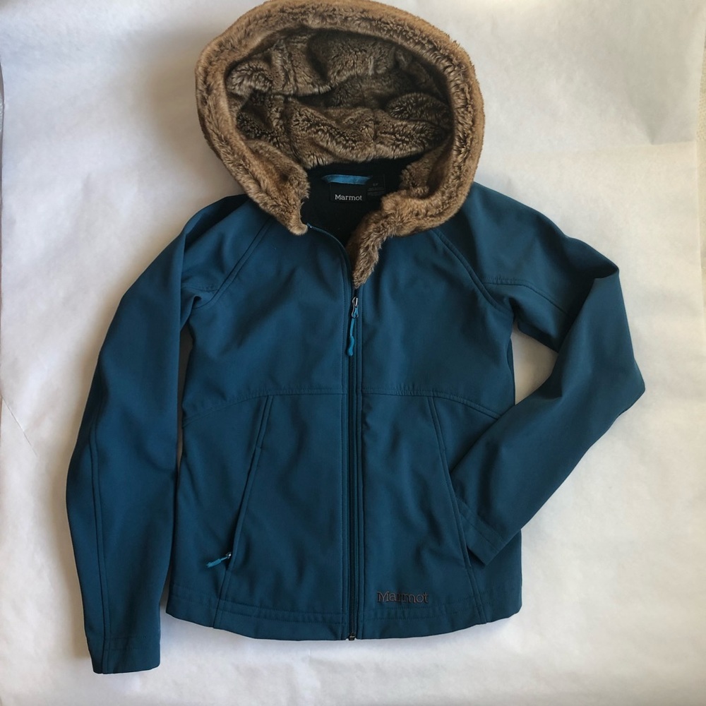 Marmot soft shell jacket with faux fur hoood